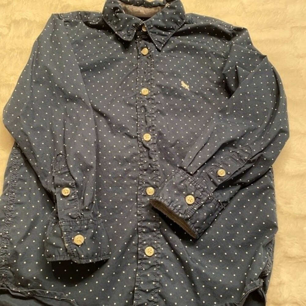 H&M blue and white button down long sleeve 6-7 Y